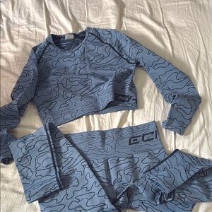 ECHT Blue Abstract Crop Top and Leggings